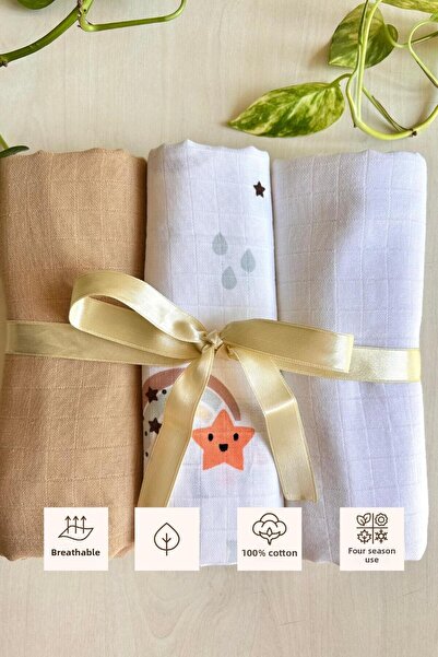 Sevza Kids غطاء وبطانية من الموسلين متعددة الأغراض مكونة من 3 قطع، 100% قطن م...