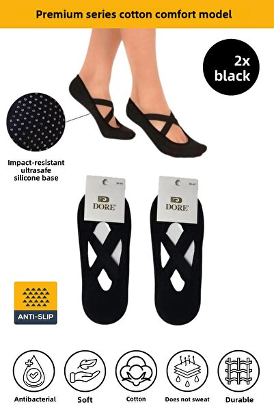 KAPAR 2 perechi de șosete anti-alunecare pentru femei originale, cu tălpi ant...