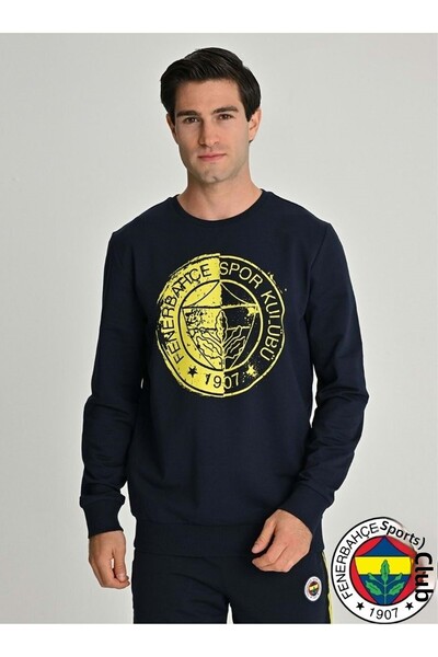 Fenerbahçe S.K. 25/26 Сезон Едноцветно лого Мъжка суитшърт ТЪМНО СИНЬО