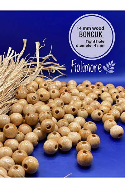 Fiolimore Mărgele din lemn lăcuit de 14 mm (50 grame, 48 bucăți) Diametru gau...