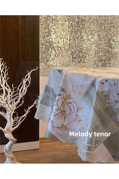 polset Lined Poppy Rose Pattern Non-Slip Pvc Round Oilcloth Tablecloth