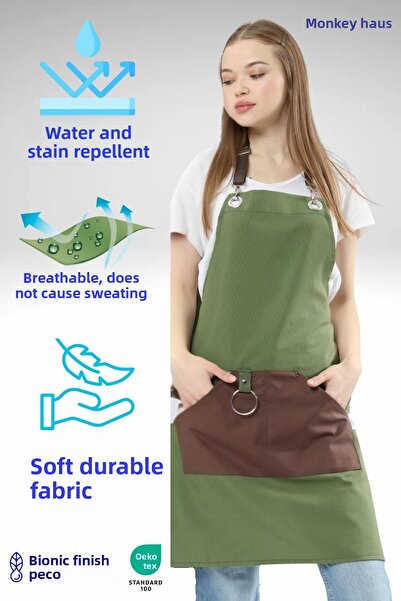 Monki Haus مآزر مطبخ مقهى باريستا، مصفف شعر، بائع زهور، مقاومة للبقع