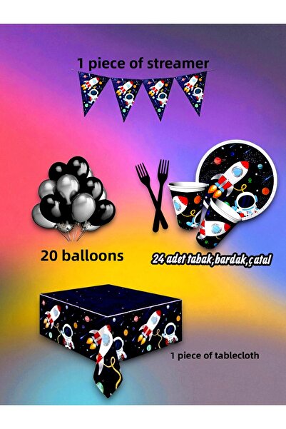 partylady مجموعة صغيرة بتصميم الفضاء تتسع لـ 24 شخصًا - لحفلات أعياد الميلاد ...