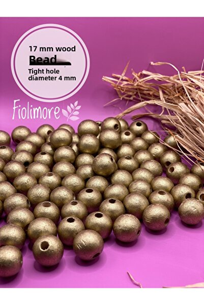 Fiolimore Χρυσές κίτρινες ξύλινες χάντρες 17 χιλιοστών (50 γραμμάρια 30 τεμάχ...