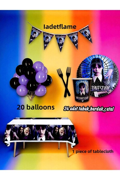 partylady مجموعة صغيرة بتصميم الأربعاء تتسع لـ 24 شخصًا - لحفلات أعياد الميلا...