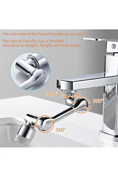 FORTİCO رأس صنبور الحمام والمطبخ ذو الذراع الآلي، قابل للدوران 1080 درجة، عال...
