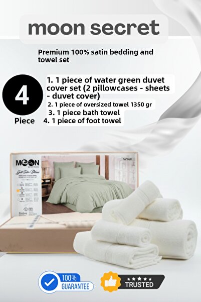MOON SECRET 100% Premium Satin Duvet Cover and Towel Set 12 Different Color Options – 4 Piece Set 1