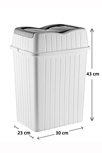 MYBOX 22 L - Double Lid Slim Trash Can - Decorative Home Office Bathroom Kitchen Organizer Waste Bin White