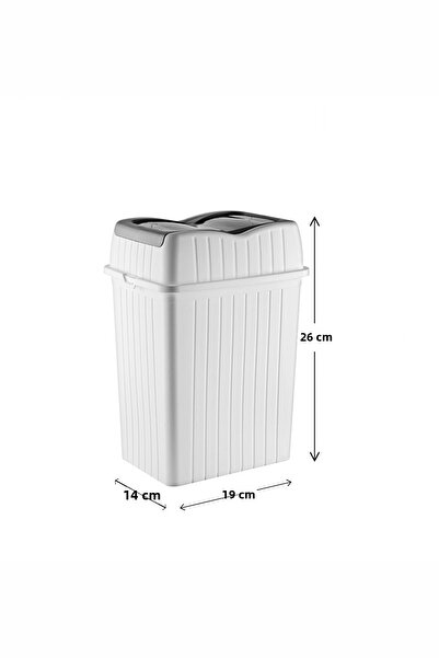 MYBOX 5 λίτρα - Κάδος απορριμμάτων με διπλό καπάκι - Διακοσμητικός κάδος απορριμμάτων για μπάνιο & κουζίνα στο σπίτι, λευκό
