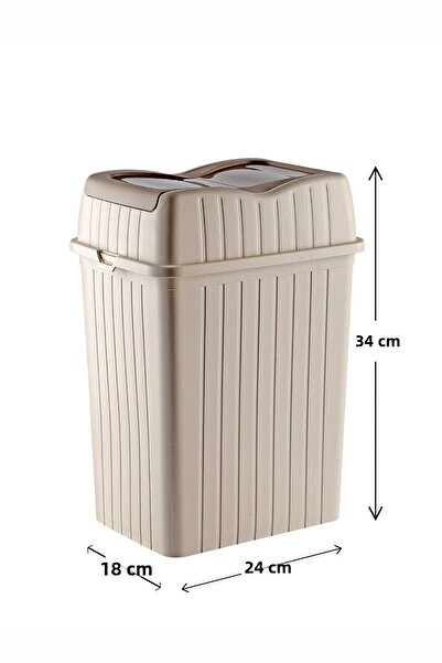 MYBOX 10 L - Double Lid Slim Trash Can - Decorative Home Office Bathroom & Kitchen Organizer Waste Bin Cream