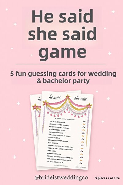 BRIDEIST WEDDING CO قال أنها قالت سؤال اختباري | بطاقة التنبؤ الممتعة لحفلات ...