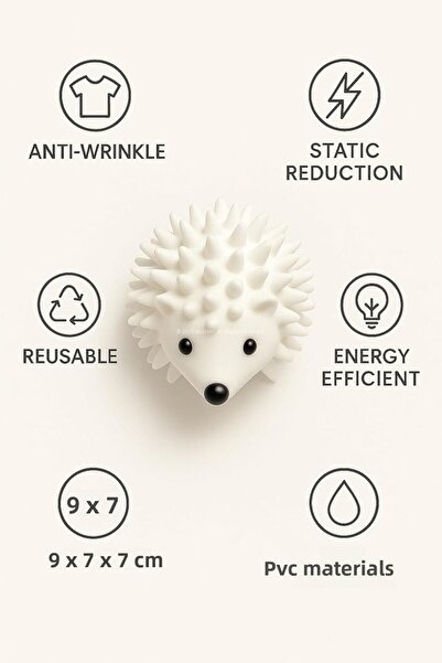 Busstier Hedgehog Shaped Dryer Ball Set of 2 Pvc Material Energy Saving Anti-Wrinkle