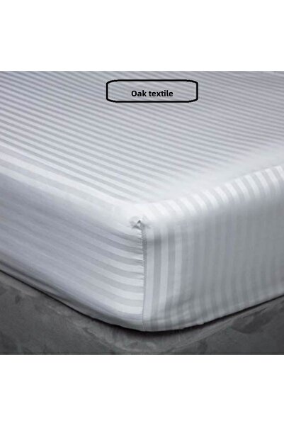 MEŞELİ TEKSTİL Luxury Cotton Satin Double and Single Striped Elastic Hotel Sheet Set 1 Sheet + 2 Pillowcases