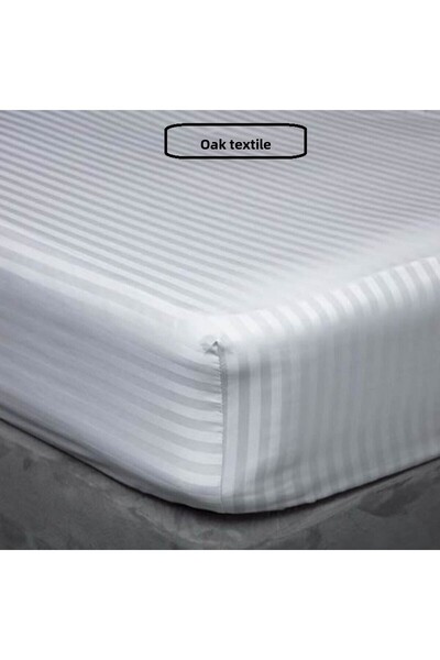 MEŞELİ TEKSTİL Single 83 Thread Count Cotton Satin Striped Luxury Hotel Fitted Sheet 100X200 | Non-Slip Easy to Install