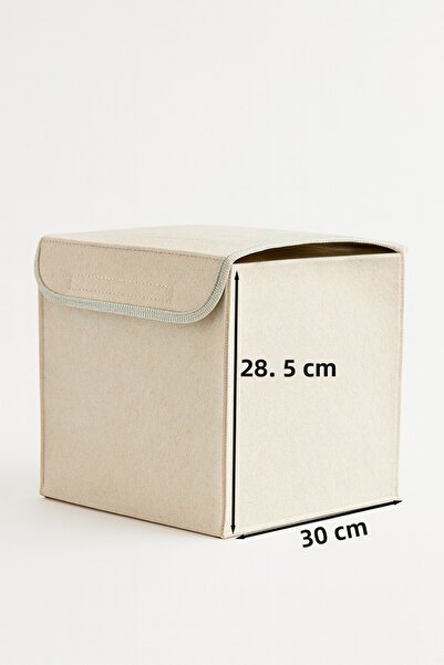 YUNUSOĞLU HOME Cream Closet Organizer, Laundry, Toy Organizer, Storage Box, Felt Basket Organizer 29X30 cm