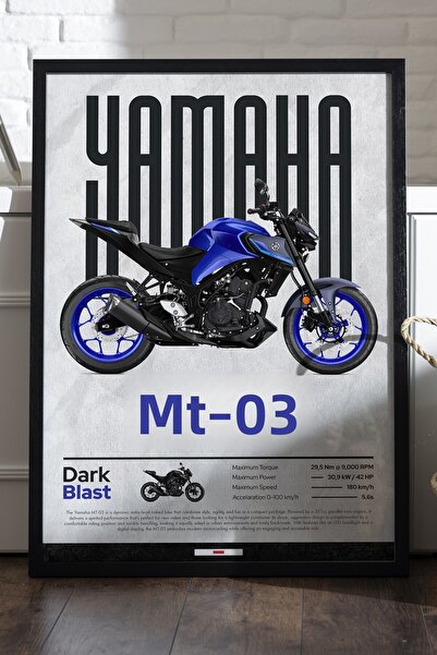 Duvarda Poster cu cadru din lemn negru Yamaha MT-03, pictură decorativă de pe...