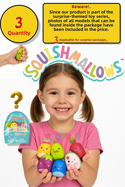 TOYFEST سكيشمالوز سكوشيمز – 3 قطع - 6.5 سم لعبة مفاجأة ناعمة قابلة للتجميع ال...