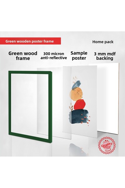 HOMEPACK 50X70 cm Green Wooden Framed Poster Frame, Blank Frame, Green-Frame-50X70