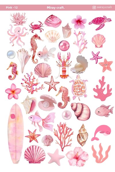 MirayDesign ملصق ذو طابع وردي اللون مقاس 12*17 سم، مناسب لدفتر القصاصات، مجلة البوليت، المخطط، دفتر الملاحظات