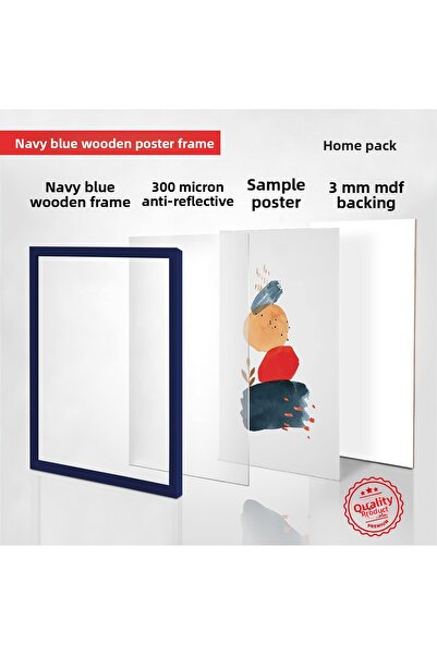 HOMEPACK 42X60 cm Blue Wooden Framed Poster Frame, Blank Frame, Blue-Frame-42X60
