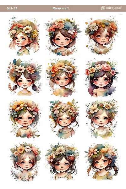 MirayDesign 1 autocolant cu ilustrație anime cu tematică pentru fete (12x17 c...