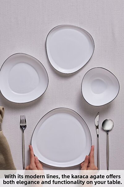 Karaca Σετ τραπεζαρίας Agata 24 τεμαχίων από λευκό γυαλί για 6 άτομα
