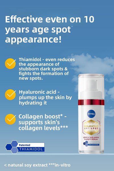 NIVEA Luminous630 Anti-Blemish and Anti-Aging Serum 30ml, Collagen Trigger, Hyaluronic Acid