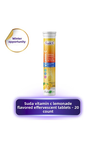 suda 20 قرص فوار بنكهة عصير الليمون غني بفيتامين سي