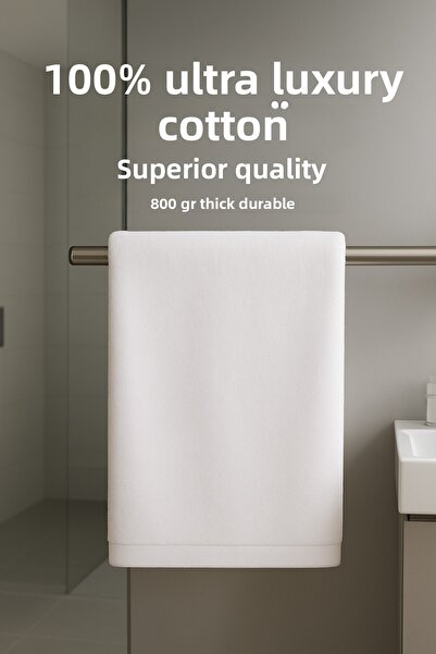 MEŞELİ TEKSTİL 2 Ultra Luxury White Hotel Bath Towels - 100% Organic Algodón 90X150 800Gr
