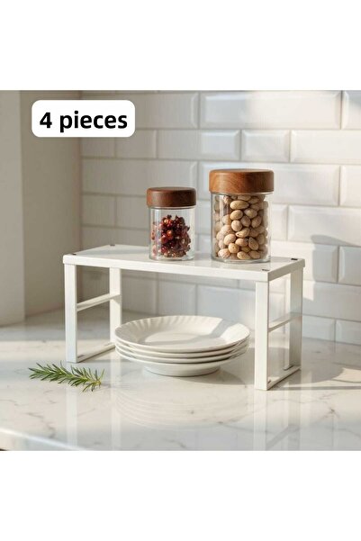 Ar Armese 4 Pieces of In-Cabinet Organizer Shelf Plate Cup Rack Metal Shelf Org-02