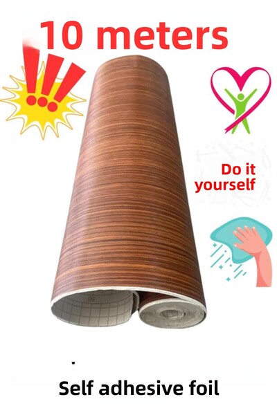 Renkli Duvarlar 45cm X 10 Meters 1 Piece Roll Adhesive Wood Look Kitchen Wall...