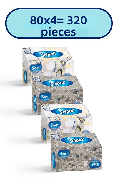 Selpak منشفة لليدين والوجه مربوطة بنمط رخامي 4*80 ورقة