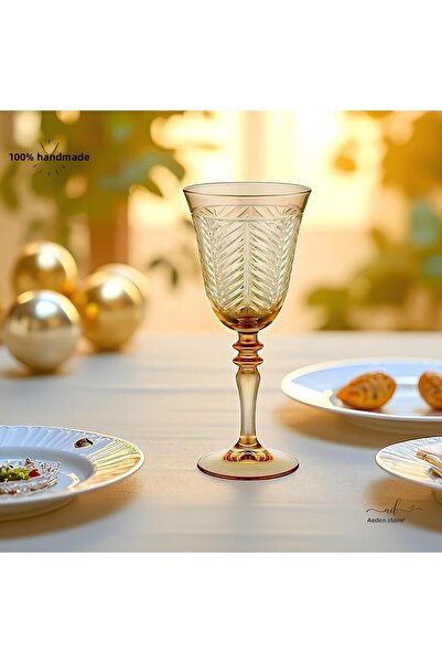 AKDEN STORE طقم زجاجي مصنوع يدويًا من الكريستال، طقم زجاجي مكون من 6 قطع