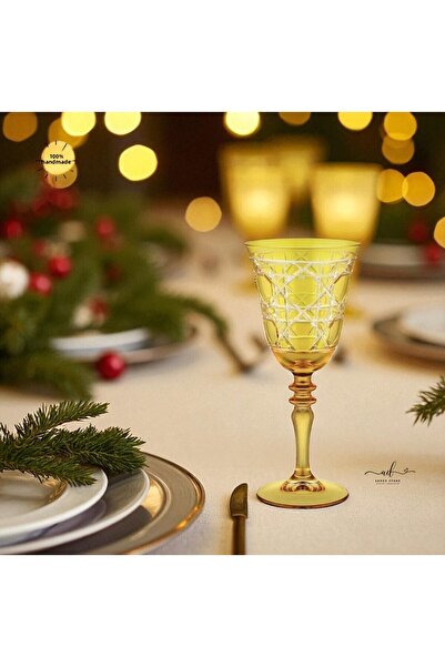 AKDEN STORE طقم كؤوس كريستال ملونة مكون من 6 قطع، كؤوس ماء، كؤوس مشروبات