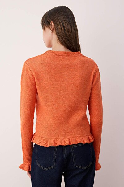 Trendyol Collection Orange Button Detailed Soft Textured Knitwear Cardigan Twoaw26Hi00038