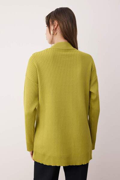 Trendyol Modest Oil Green Ribana Knitwear Sweater Tctaw26Ak00010