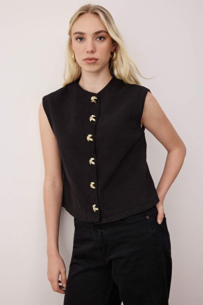 Trendyol Collection Wardrobe Essentials Black Fitted Vest Twoaw26Ye00013