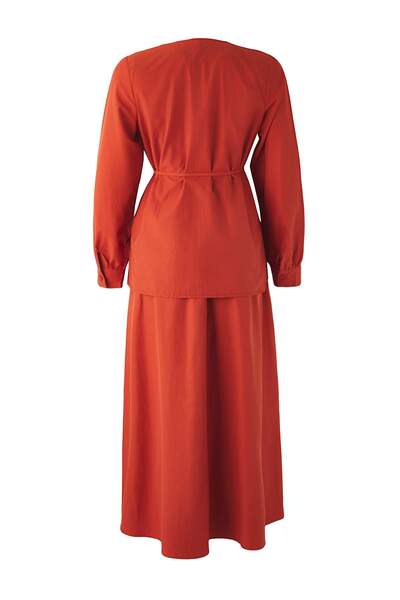 Trendyol Modest طقم علوي وسفلي من قماش تيري كوتون باللون الأحمر الداكن TCTSS25US00051