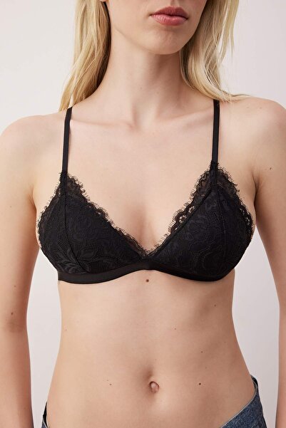 Trendyol Collection 2 csomagos csipke Bralette melltartó - fekete-fehér, kötélszíjjal, párnázat nélkül és huzal nélkül THMSS24SU00016
