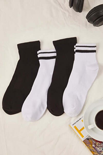 Trendyol Collection Unisex černé bavlněné ponožky do bot – balení po 4 kusech TMNSS24CO00021
