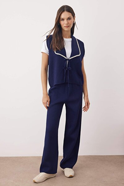 Trendyol Collection Navy Blue Vest-Pants Knitwear Bottom - Top Set Twoaw26Au00116