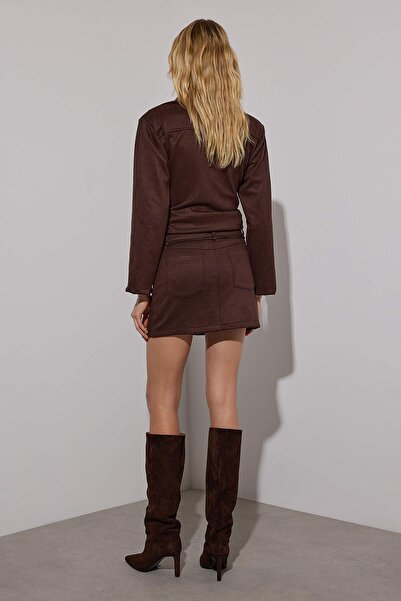 Trendyol Collection Brauner Mini-Webrock in limitierter Auflage TWOAW26ET00061