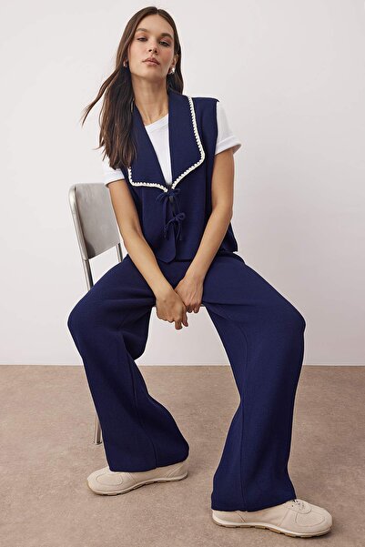 Trendyol Collection Navy Blue Vest-Pants Knitwear Bottom - Top Set Twoaw26Au00116