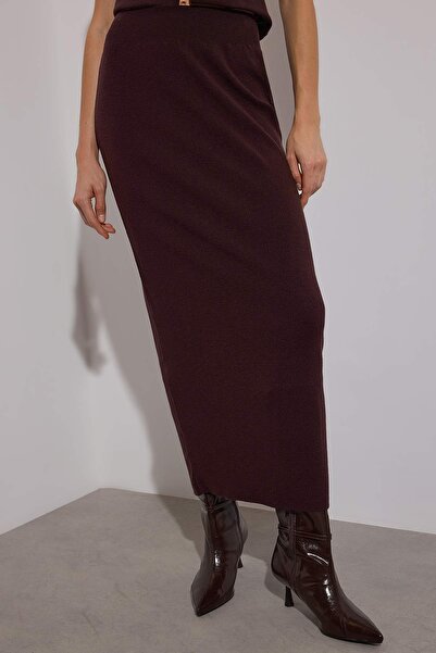 Trendyol Collection Limited Edition Brown Premium Yarn/Special Yarn Knitwear Skirt Twoaw26Et00050