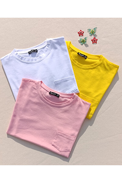 siyalife طاقم الرقبة جيب مفصلة 3 قطعة تي شيرت