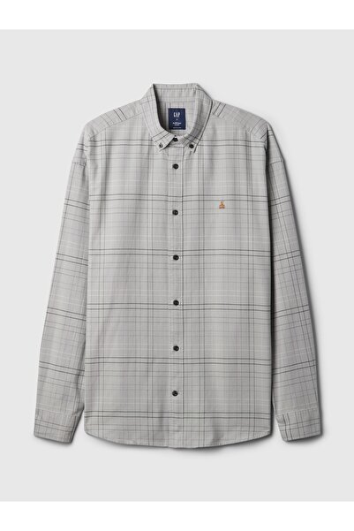 GAP Erkek Gri Brannan Bear İşlemeli Oxford Gömlek