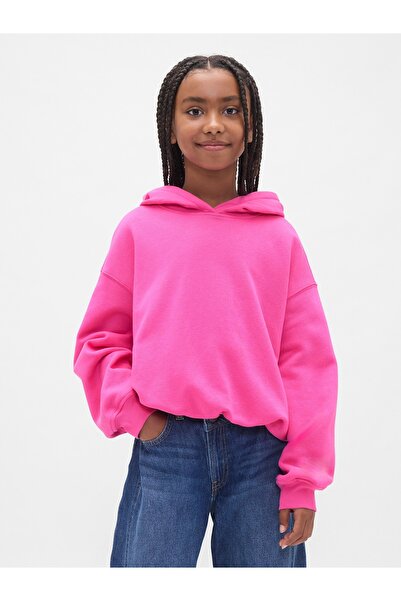 GAP Kız Çocuk Pembe Kids Vintage Soft Oversized Bubble Sweatshirt