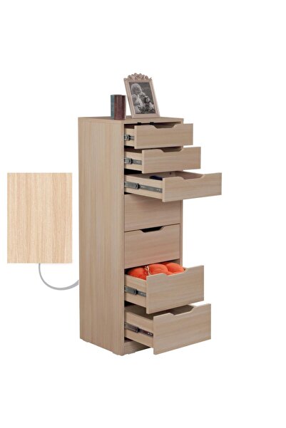 PASİFİC HOME Pasific Home Flow Çekmeceli Şifonyer, Meşe, 7 Çekmeceli