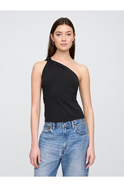 GAP Kadın Siyah Düğümlü Tek Omuz Bluz