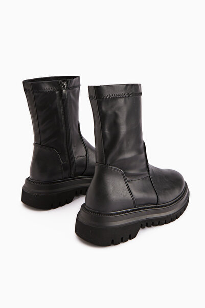 Limoya Γυναικείες μπότες Laimi Μαύρη Χοντρή Σόλα Οβάλ Μύτη, Γυναικείο Μποτάκι